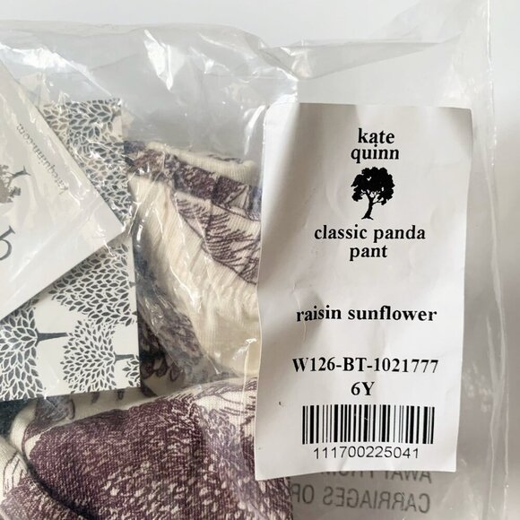 NWT Kate Quinn Organics Raisin sunflower bamboo panda pants 6 years - Picture 6 of 6
